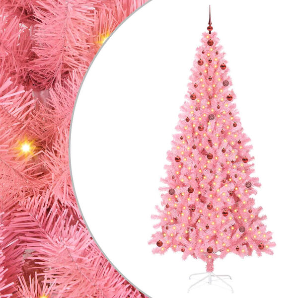 vidaXL Sapin de No&euml;l avec 300 LED avec support Rose 240 cm PVC