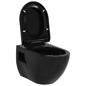 vidaXL Toilette murale C&eacute;ramique Noir