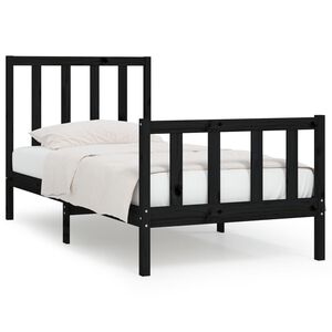 vidaXL Cadre de lit sans matelas noir 75x190 cm bois massif
