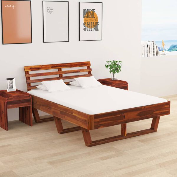 vidaXL Cadre de lit Bois d'acacia massif 140 x 200 cm