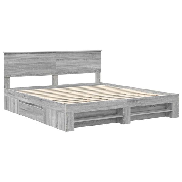 vidaXL Cadre de lit Gris Sonoma 180 x 200 cm Bois d'ing&eacute;nierie