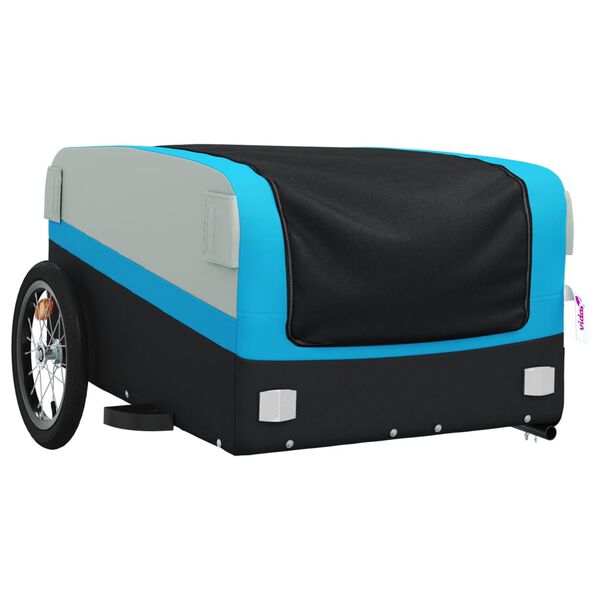 vidaXL Remorque de v&eacute;lo noir et bleu 45 kg fer