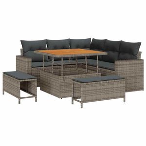 vidaXL Ensemble de canap&eacute; de jardin 8 pcs Gris polyrotin