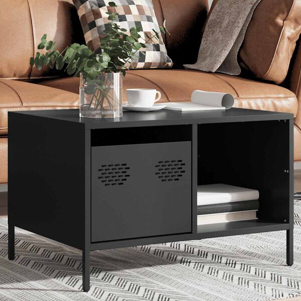vidaXL Table basse noir 68,5x50x43,5 cm acier lamin&eacute; &agrave; froid