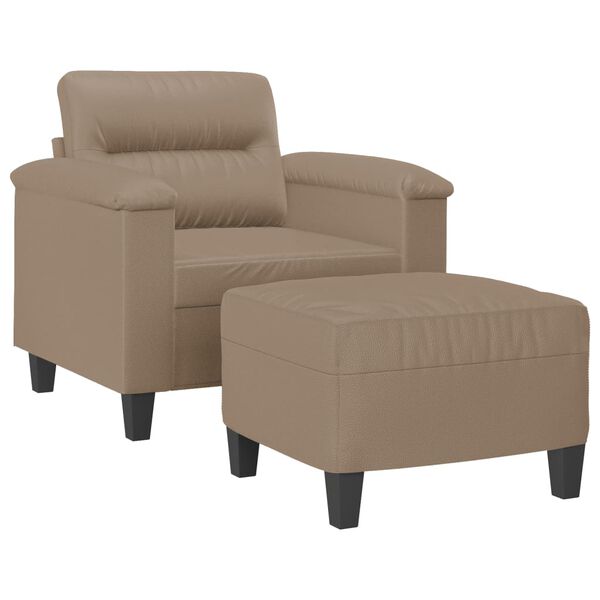 vidaXL Fauteuil avec repose-pied Cappuccino 60 cm Similicuir