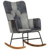 vidaXL Chaise &agrave; bascule Gris Cuir v&eacute;ritable et toile