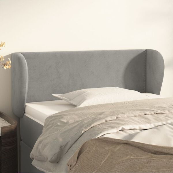 vidaXL T&ecirc;te de lit avec oreilles Gris clair 83x23x78/88 cm Velours