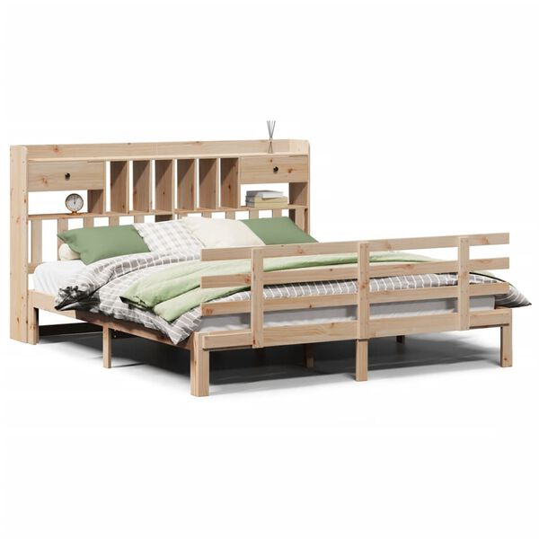 vidaXL Lit biblioth&egrave;que sans matelas 180x200 cm bois massif de pin
