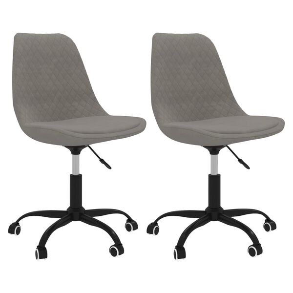 vidaXL Chaises pivotantes &agrave; manger lot de 2 Gris clair Tissu