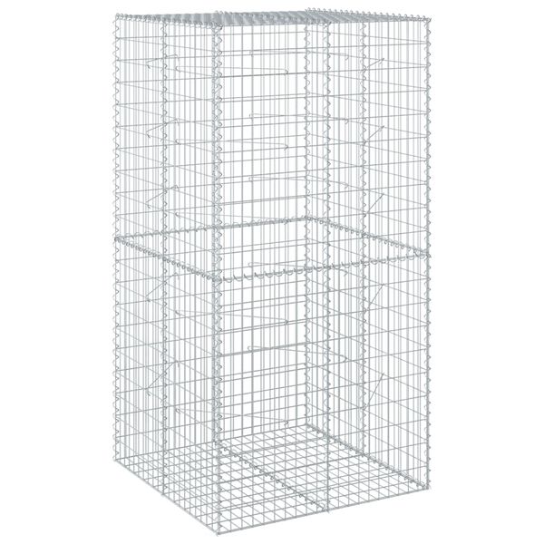 vidaXL Panier gabion avec couvercle 100x100x200 cm fer galvanis&eacute;