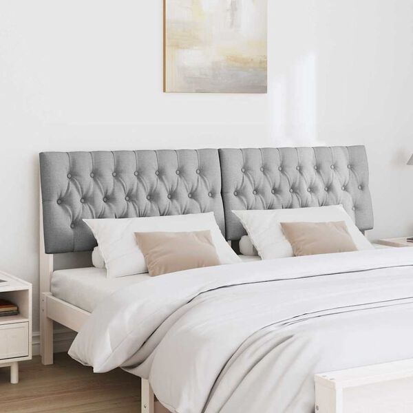 vidaXL T&ecirc;te de lit capitonn&eacute;e Gris clair 180 cm Pin massif