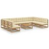 vidaXL Salon de jardin 10 pcs avec coussins Marron miel Bois de pin