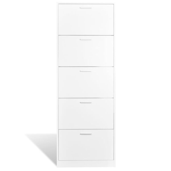 vidaXL Meuble &agrave; chaussures en bois avec 5 compartiments Blanc