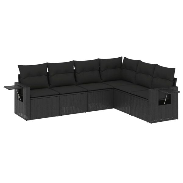 vidaXL Salon de jardin 6 pcs avec coussins noir r&eacute;sine tress&eacute;e