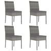 vidaXL Chaises &agrave; manger de jardin lot de 4 R&eacute;sine tress&eacute;e Gris