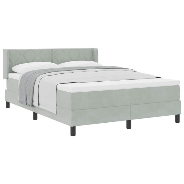 vidaXL Lit &agrave; ressorts avec matelas Gris clair 190 x 140 cm Polyester