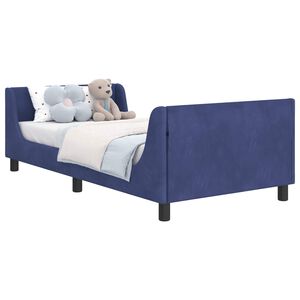vidaXL Cadre de lit pour enfants avec t&ecirc;te de lit Bleu police Velours