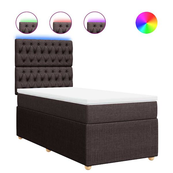 vidaXL Sommier &agrave; lattes de lit avec matelas Marron fonc&eacute; 90x200 cm