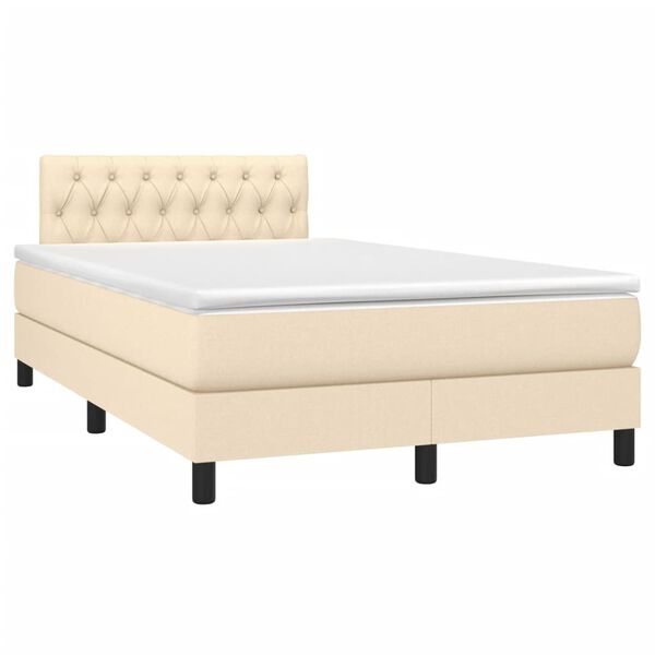 vidaXL Sommier &agrave; lattes de lit avec matelas cr&egrave;me 120x190 cm tissu