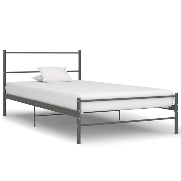 vidaXL Cadre de lit sans matelas gris m&eacute;tal 100x200 cm
