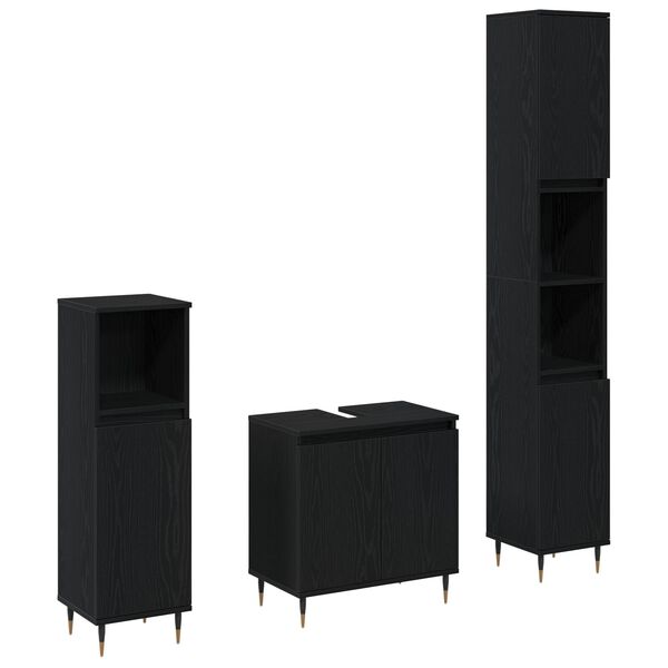 vidaXL Ensemble de meubles de salle de bain 3 pcs Chêne noir