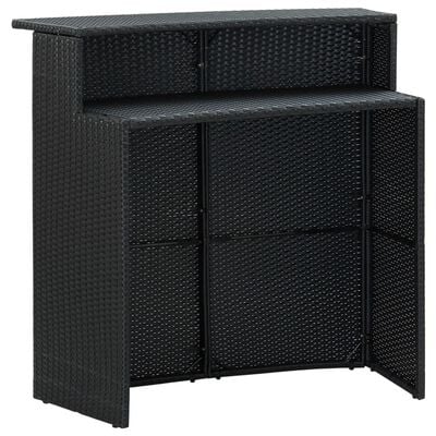 vidaXL Ensemble de bar de jardin 3 pcs et coussins Résine tressée Noir