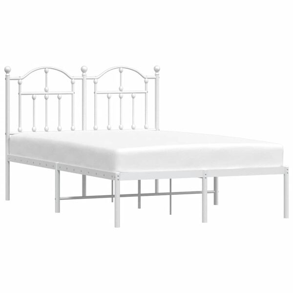 vidaXL Cadre de lit m&eacute;tal sans matelas et t&ecirc;te de lit blanc 120x190 cm