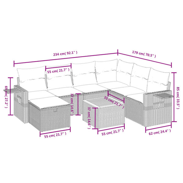vidaXL Salon de jardin 8 pcs avec coussins noir r&eacute;sine tress&eacute;e
