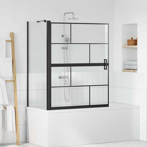 vidaXL &Eacute;cran de douche de bain Noir et Transparent 116 x 68 x 128 cm