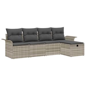 vidaXL Ensemble de canap&eacute; de jardin 5 pcs Gris clair Poly rotin