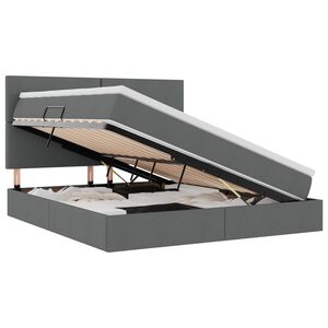 vidaXL Lit de rangement LED avec matelas Gris fonc&eacute; 160 x 200 cm Tissu