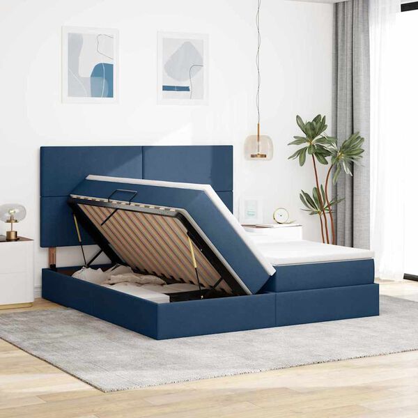 vidaXL Lit de Rangement Bleu 180 x 200 cm Cuir synth&eacute;tique