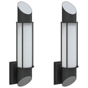 vidaXL Appliques murales d'ext&eacute;rieur 2 pcs noir acier inoxydable