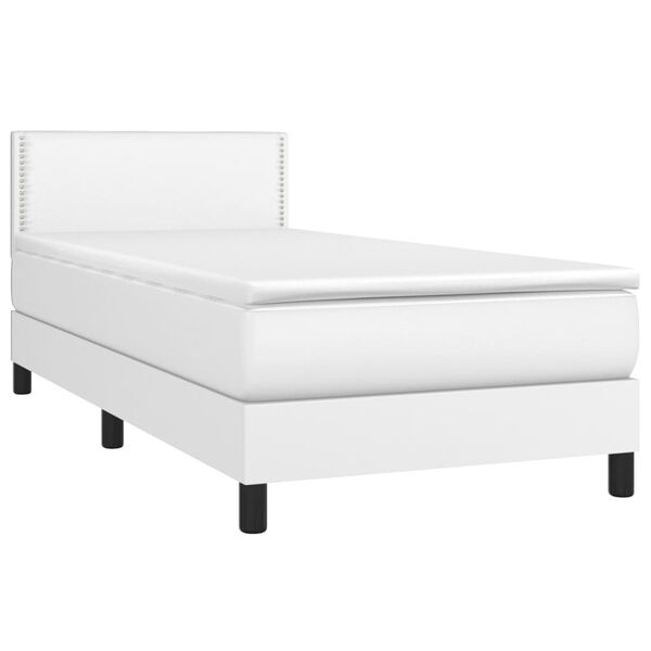 vidaXL Sommier à lattes de lit avec matelas et LED Blanc 100x200 cm