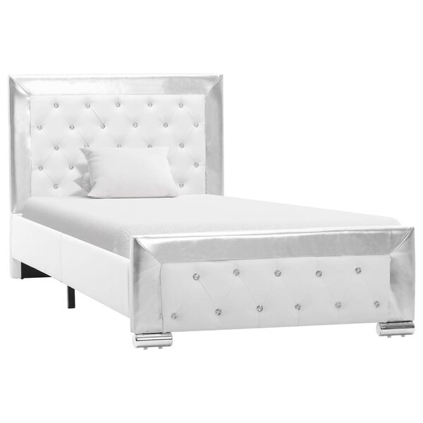 vidaXL Cadre de lit Blanc Similicuir 90 x 200 cm