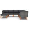 vidaXL Salon de jardin 9 pcs avec coussins R&eacute;sine tress&eacute;e Gris