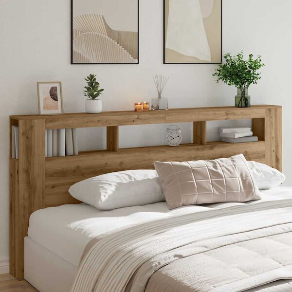 vidaXL T&ecirc;te de lit &agrave; LED ch&ecirc;ne artisanal 220x18,5x103,5 cm
