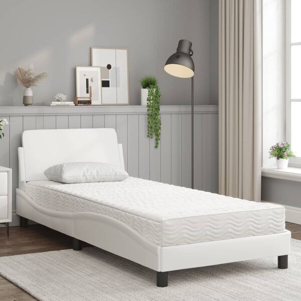 vidaXL Lit avec matelas Dover blanc 90x190 cm similicuir