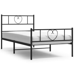 vidaXL Cadre de lit m&eacute;tal sans matelas avec pied de lit noir 75x190 cm