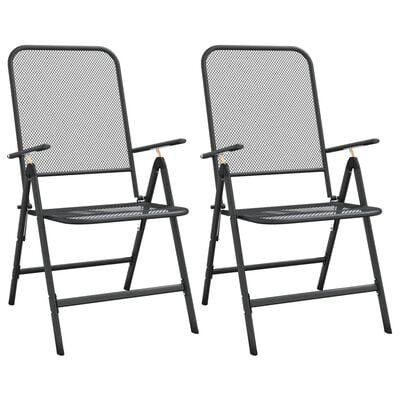 vidaXL Chaises pliables jardin lot de 2 Maille métallique Anthracite