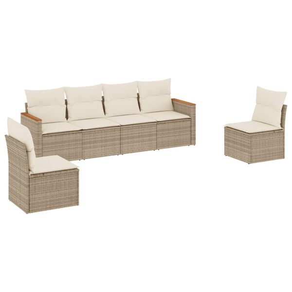 vidaXL Salon de jardin avec coussins 6 pcs beige r&eacute;sine tress&eacute;e