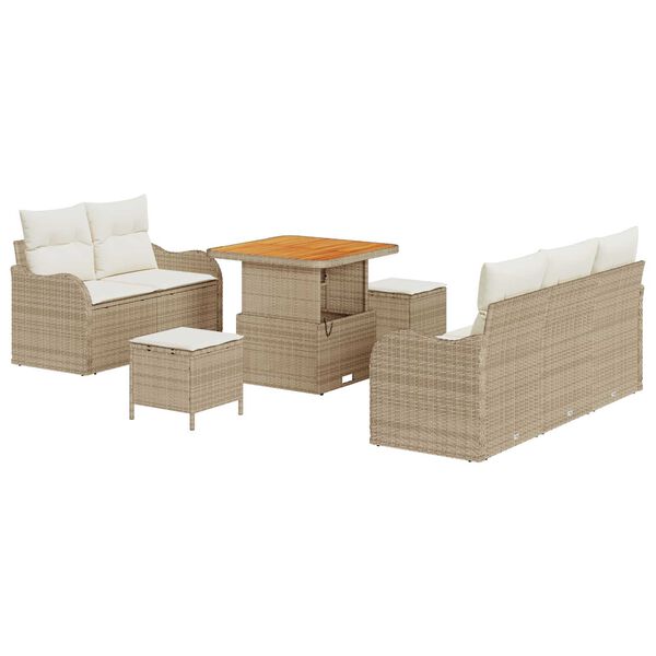 vidaXL Ensemble de canap&eacute; de jardin avec coussin 8 pcs Beige et cr&egrave;me