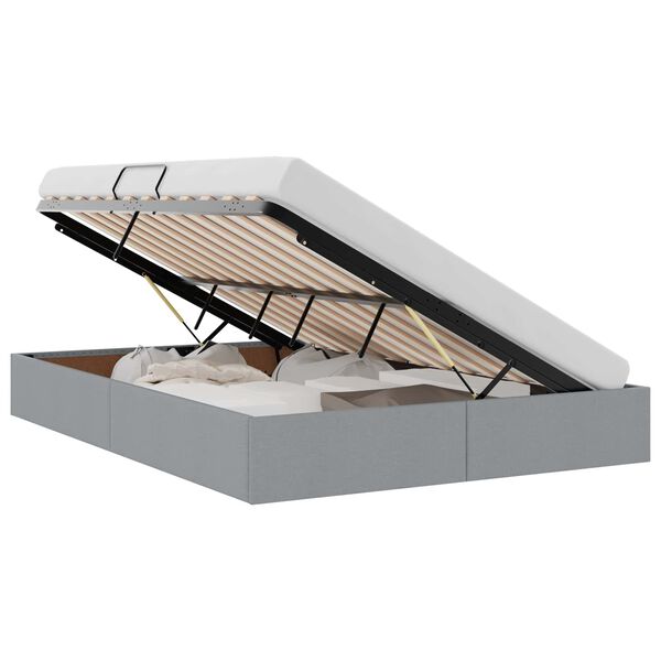 vidaXL Lit de Rangement avec t&ecirc;te de lit Gris clair 140 x 200 cm tissu