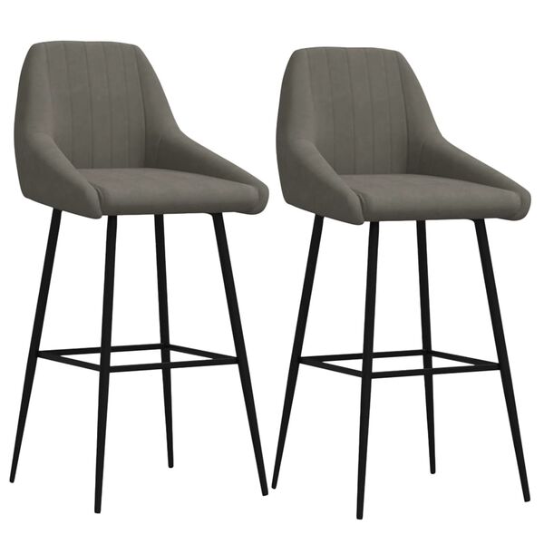 vidaXL Tabourets de bar lot de 2 gris fonc&eacute; velours