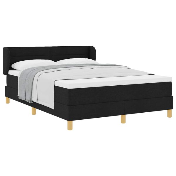 vidaXL Lit &agrave; ressorts avec matelas Noir 140 x 200 cm tissu