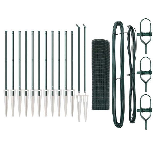 vidaXL Clôture avec poteaux Vert 0.5 x 25 m Acier