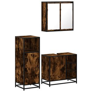 vidaXL Ensemble de meubles de salle de bain 3 pcs Ch&ecirc;ne fum&eacute;