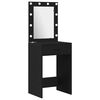 vidaXL Ensemble de table de maquillage avec LED 3 pcs Ch&ecirc;ne noir