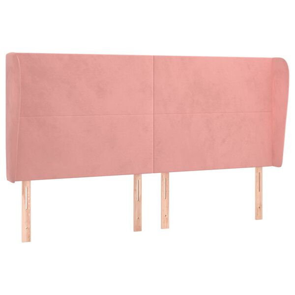 vidaXL T&ecirc;te de lit avec oreilles Rose 183x23x118/128 cm Velours