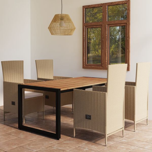 vidaXL Ensemble &agrave; manger de jardin 5 pcs Beige